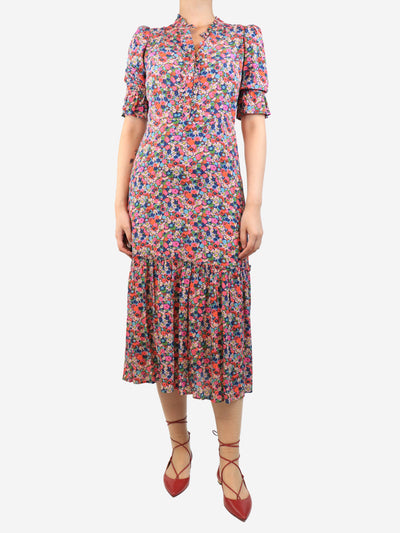 Pink floral printed midi dress - size UK 8 Dresses Wyse 