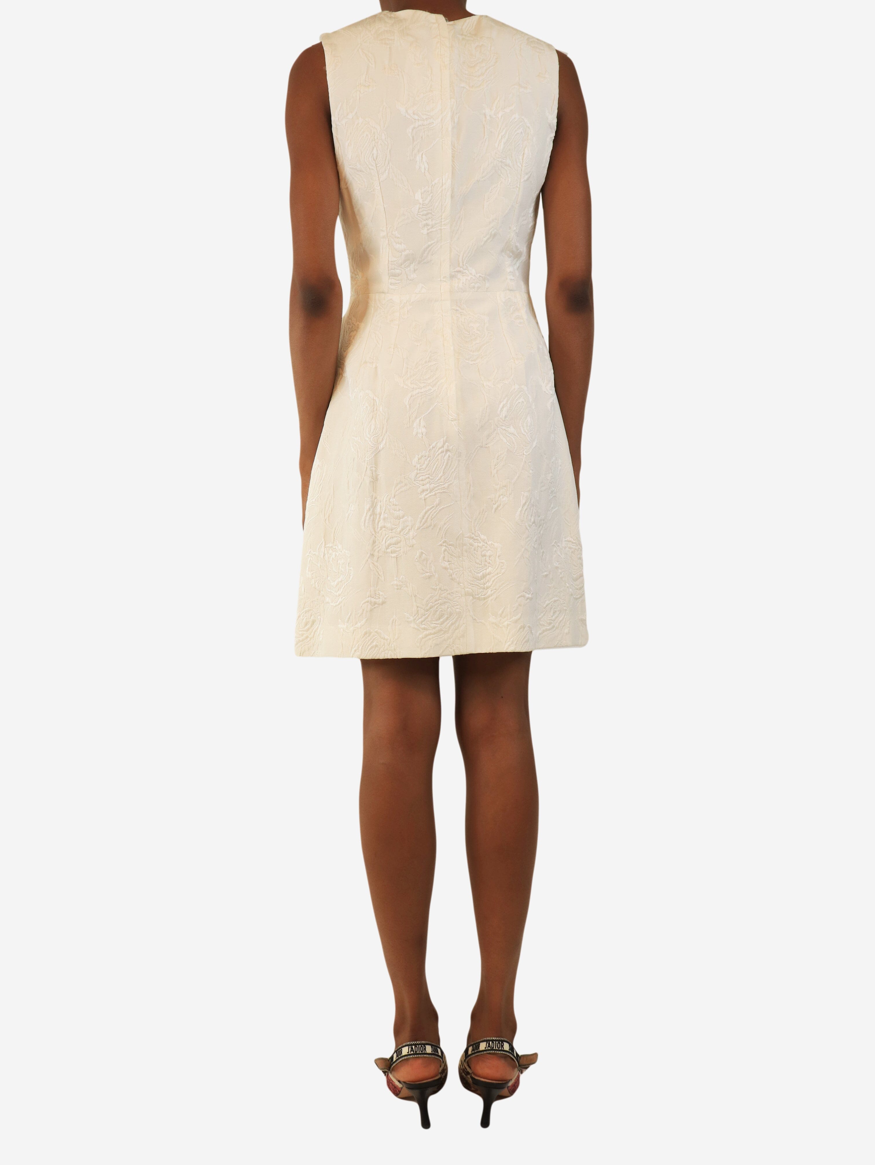 Ivory sleeveless floral jacquard mini dress - size UK 6 Dresses Dolce & Gabbana 