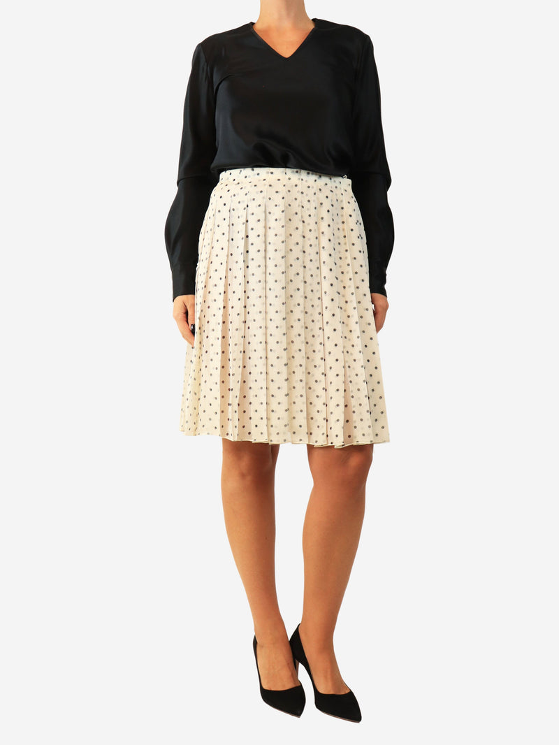 Black and off-white polka dot pleated skirt - size UK 10 Skirts Prada 