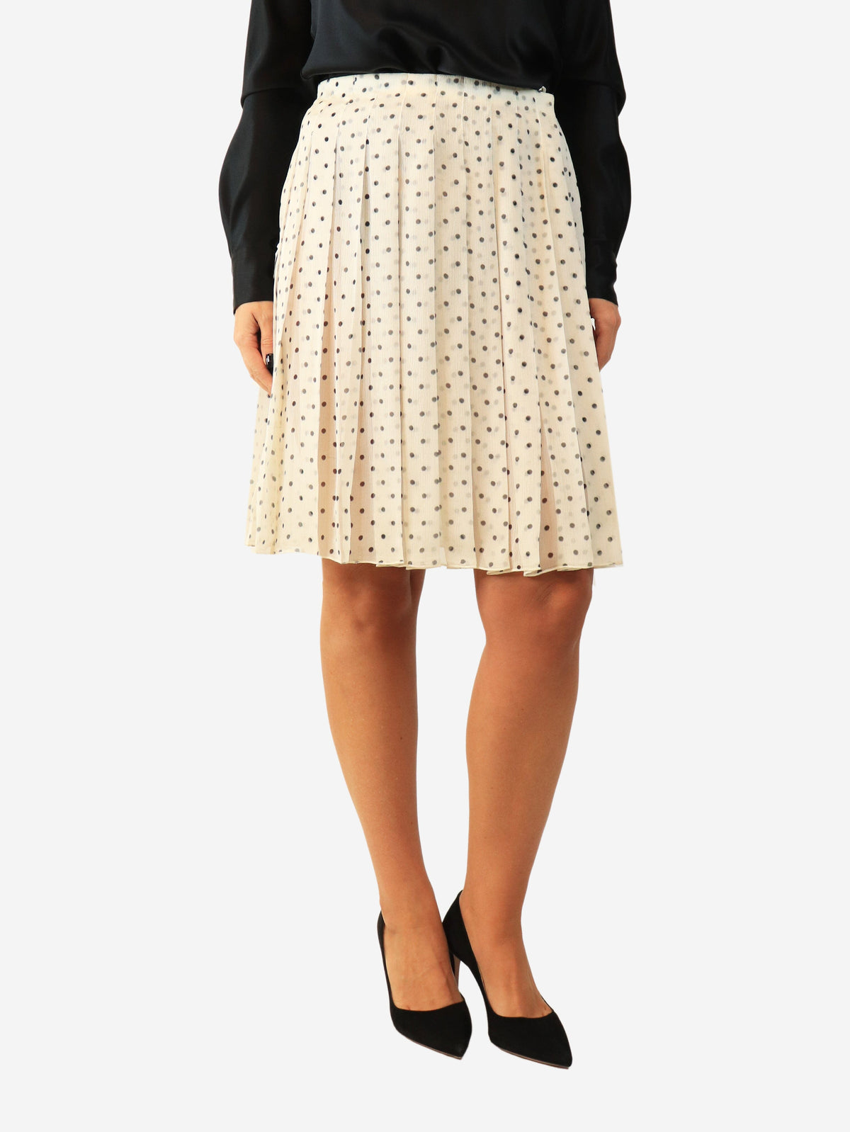 Black and off-white polka dot pleated skirt - size UK 10 Skirts Prada 