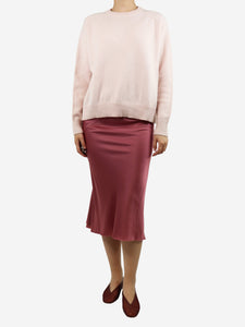 Rick Owens Pink satin midi skirt - size UK 8