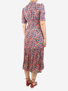 Wyse Pink floral printed midi dress - size UK 8