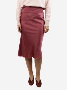 Rick Owens Pink satin midi skirt - size UK 8