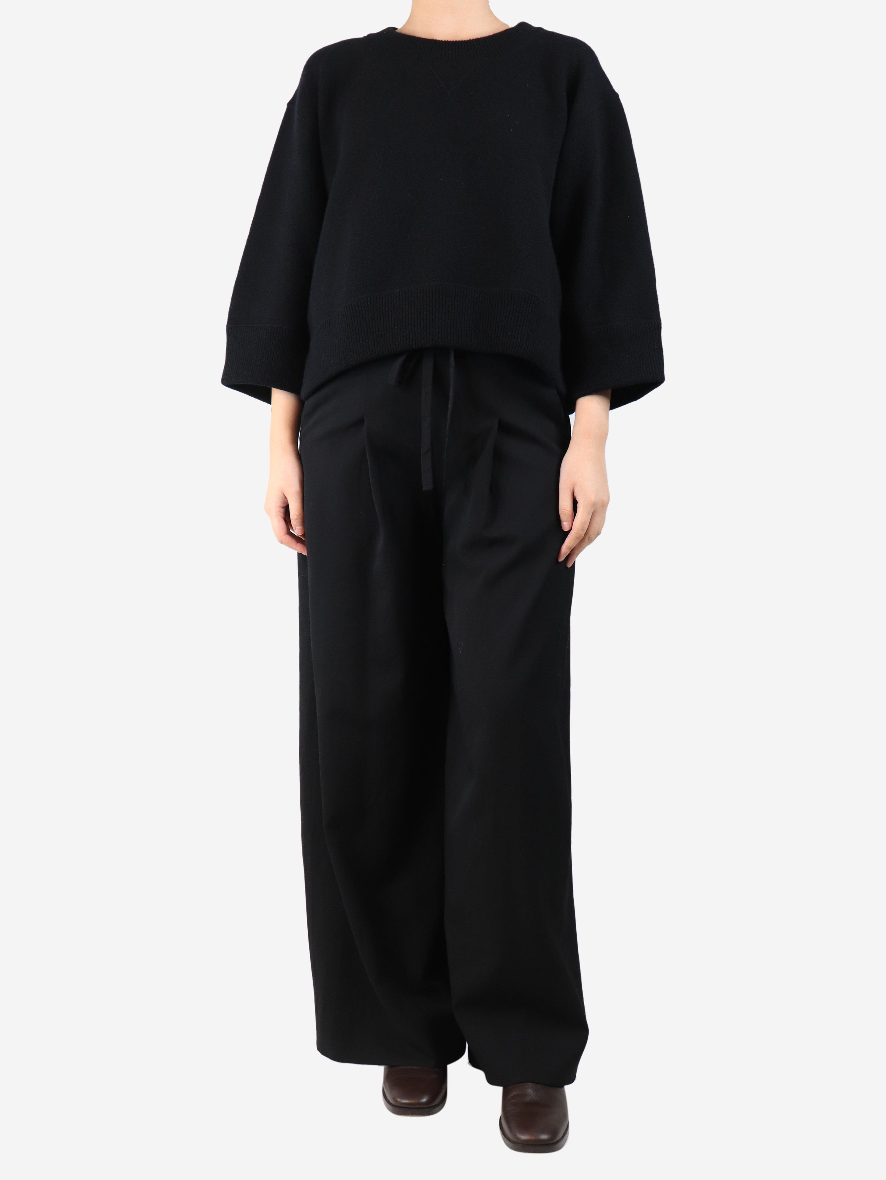 Black pleated wide-leg trousers - size UK 8 Trousers Geoffrey B. Small 