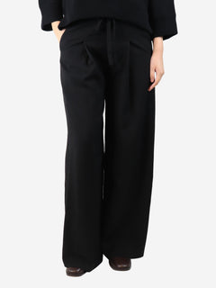 Black pleated wide-leg trousers - size UK 8 Trousers Geoffrey B. Small 