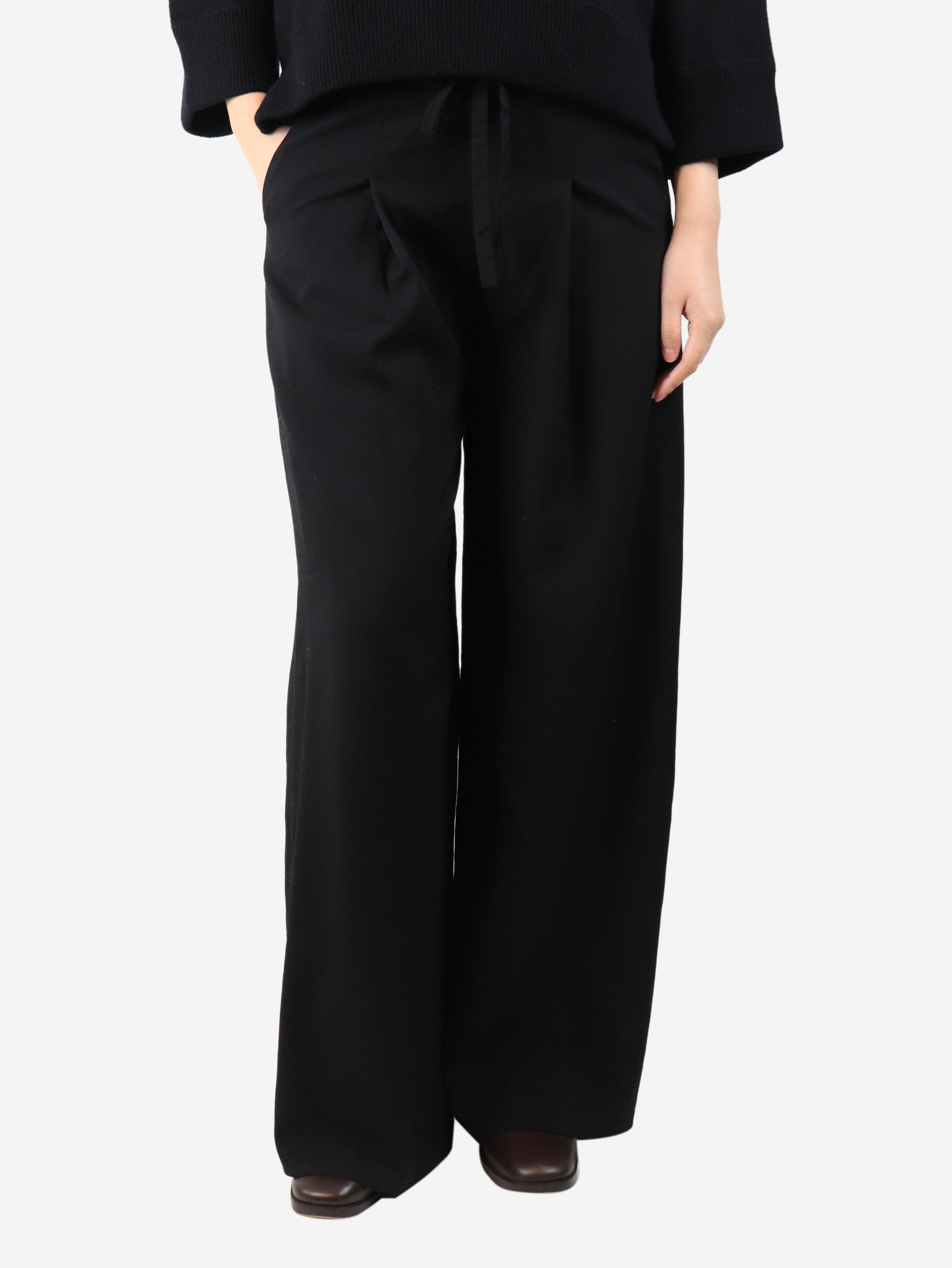 Black pleated wide-leg trousers - size UK 8 Trousers Geoffrey B. Small 
