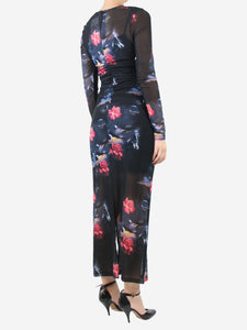 Ganni Multi floral-printed ruched maxi dress - size UK 10