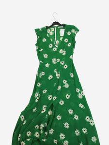 Reformation Green sleeveless floral printed midi dress - size UK 12