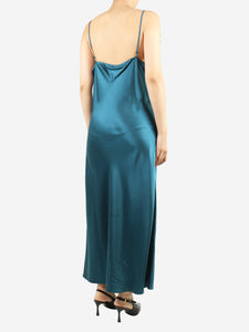 Joseph Blue sleeveless silk slip midi dress - size UK 14