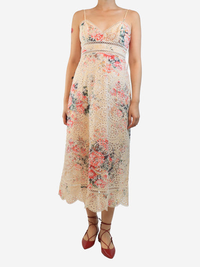 Multicolour floral embroidered midi dress - size UK 10 Dresses Zimmermann 