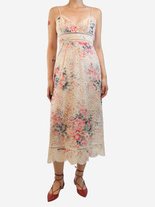 Zimmermann Multicolour floral embroidered midi dress - size UK 10