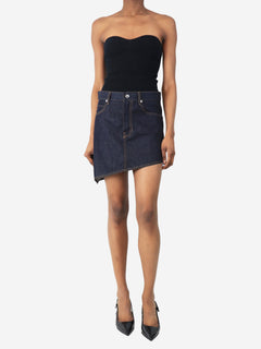 Indigo asymmetric denim mini skirt - size UK 6 Denim Helmut Lang 