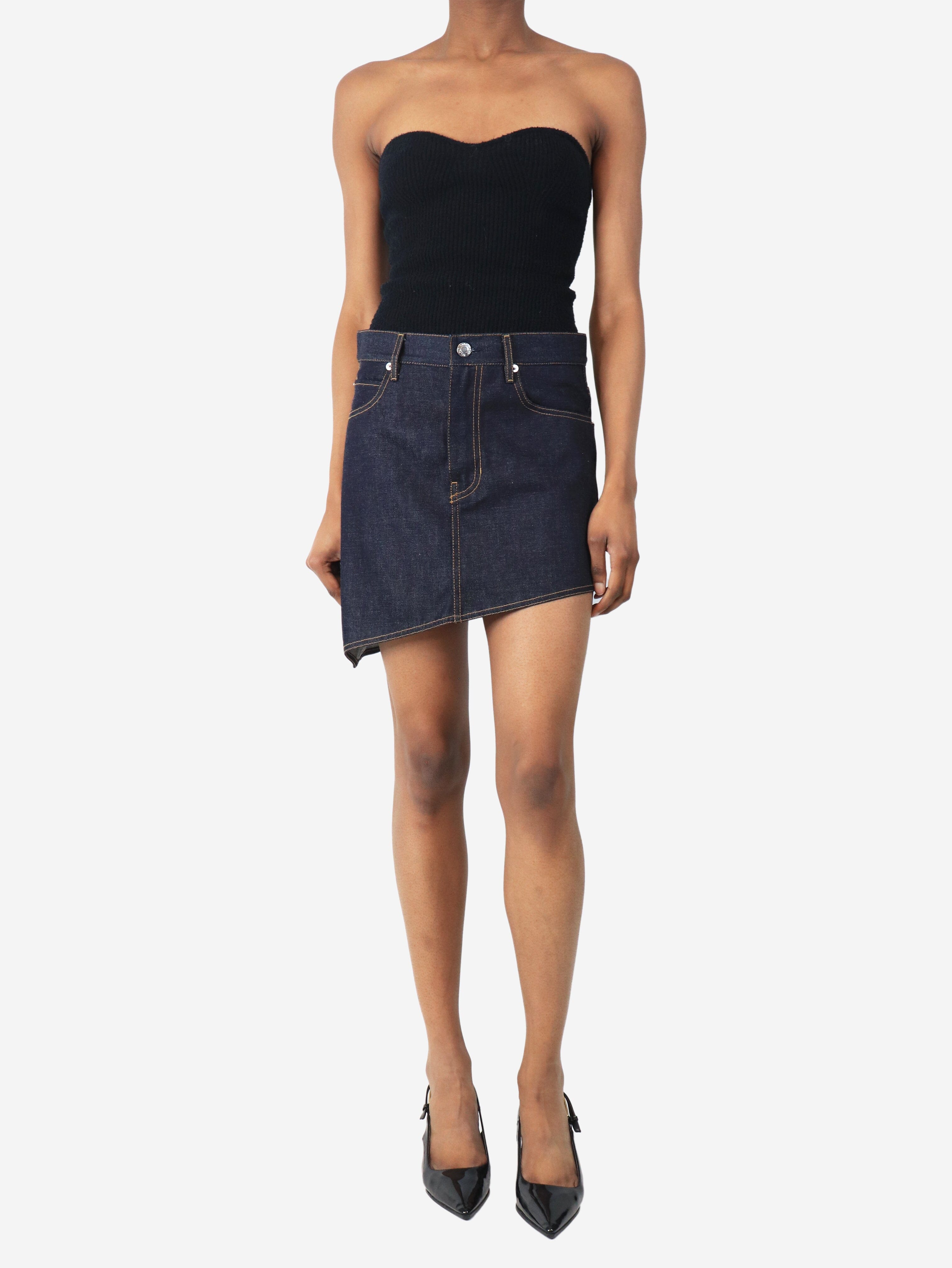 Indigo asymmetric denim mini skirt - size UK 6 Denim Helmut Lang 