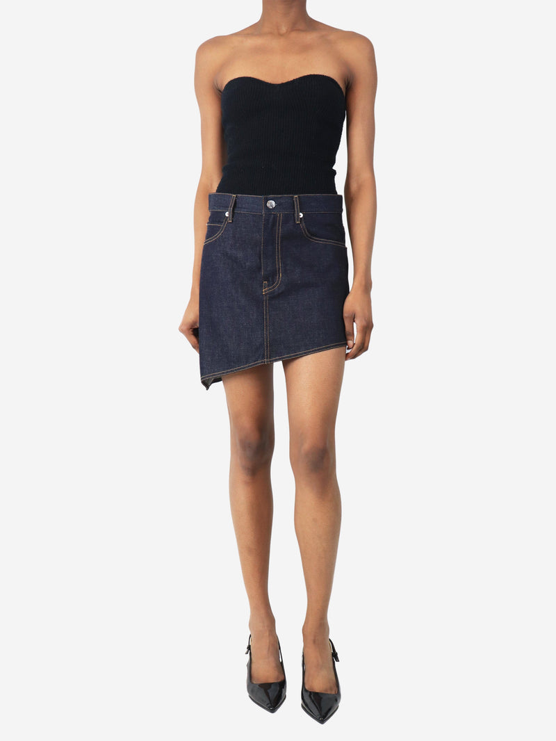 Indigo asymmetric denim mini skirt - size UK 6 Denim Helmut Lang 
