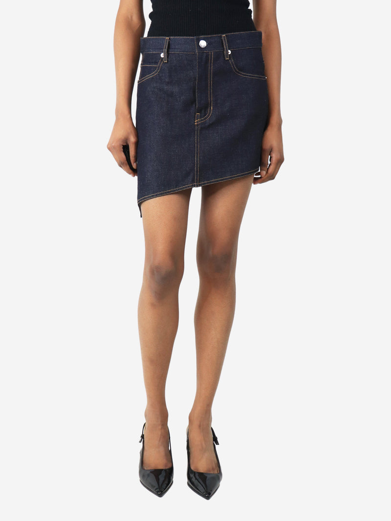 asymmetric denim mini skirt