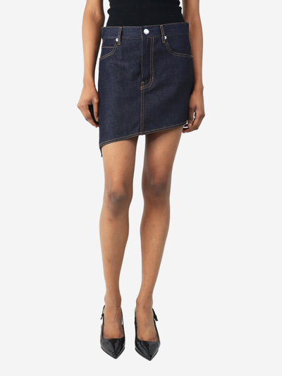 Indigo asymmetric denim mini skirt - size UK 6 Denim Helmut Lang 