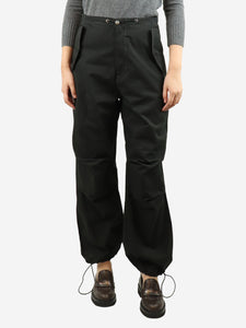 Dion Lee Black Hongbao contrast-stitching wide-leg trousers - size UK 8