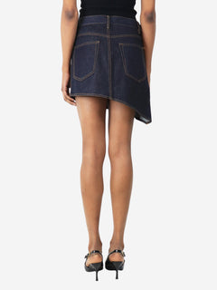 Indigo asymmetric denim mini skirt - size UK 6 Denim Helmut Lang 