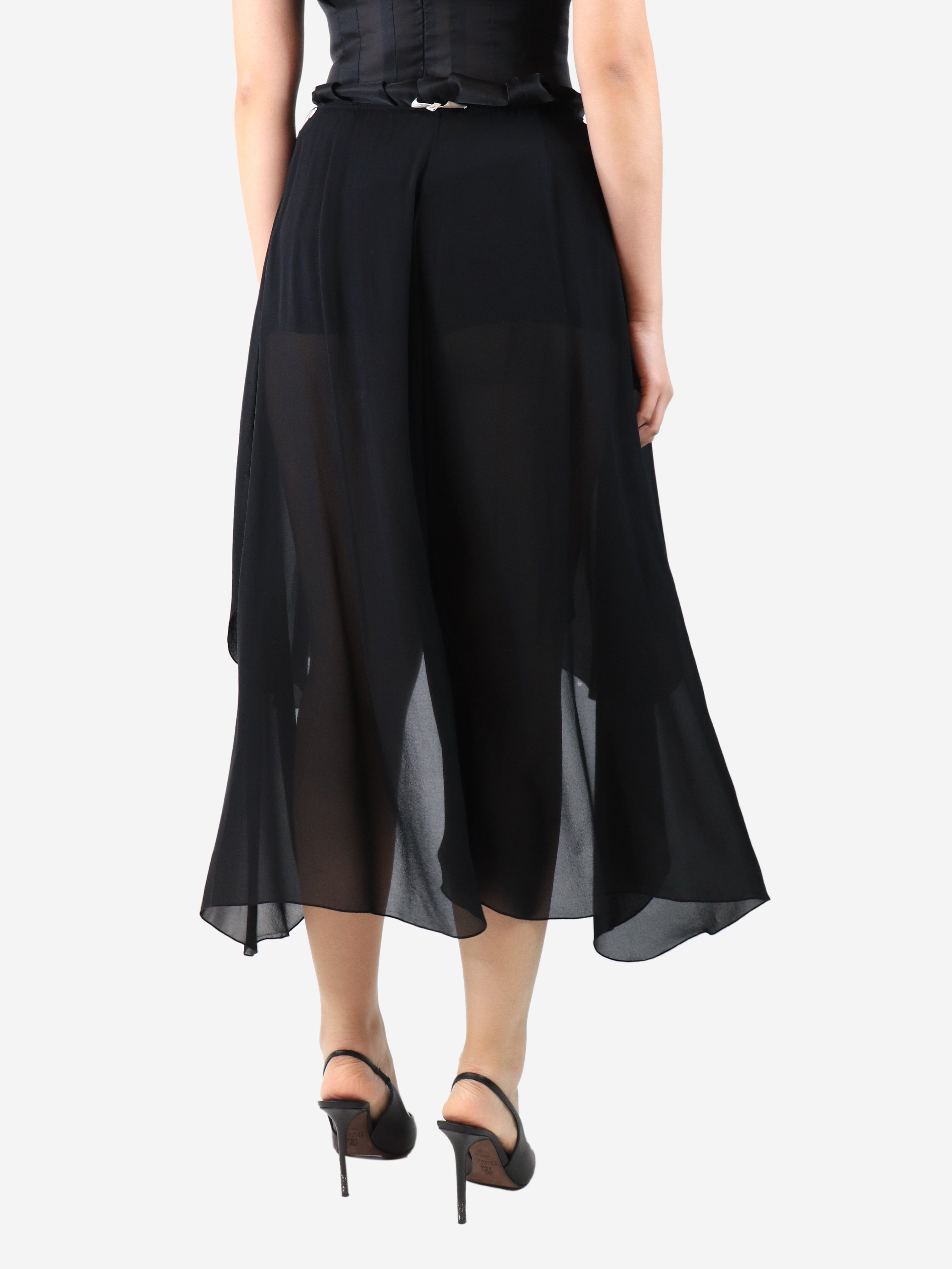 Black silk chiffon culottes - size UK 8 Trousers Chloe 