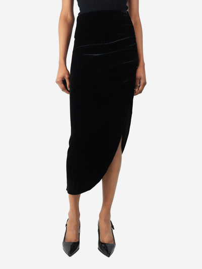 Black ruched velvet midi skirt - size UK 4 Skirts Veronica Beard 