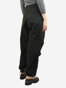 Dion Lee Black Hongbao contrast-stitching wide-leg trousers - size UK 8