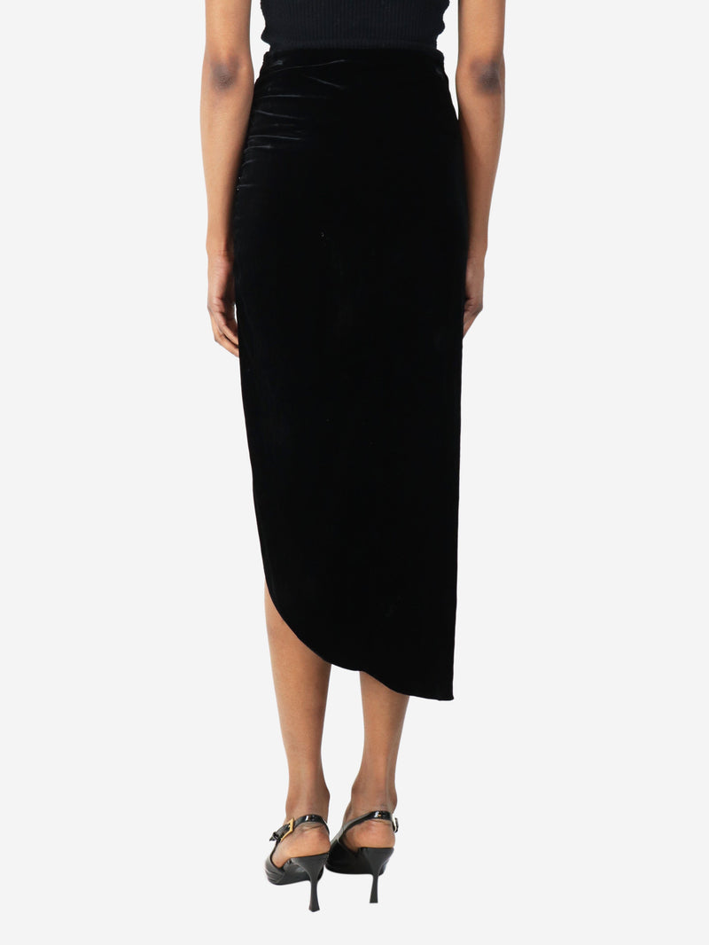 Black ruched velvet midi skirt - size UK 4 Skirts Veronica Beard 