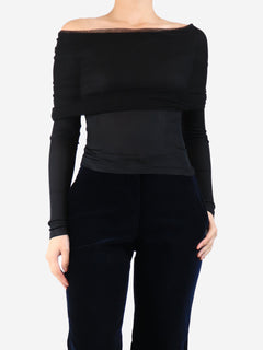 Black off the shoulder mesh top - size UK 10 Tops Christopher Esber 
