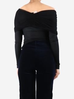 Black off the shoulder mesh top - size UK 10 Tops Christopher Esber 