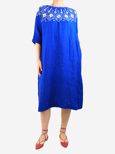 AODRESS Cobalt embroidered midi dress - size S