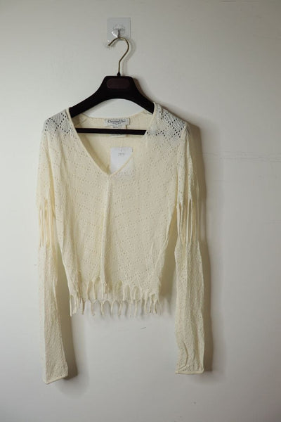Cream fringed cutout top - size UK 10 product image