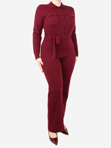 Usisi Sister Dark red belted knit jumpsuit - size L