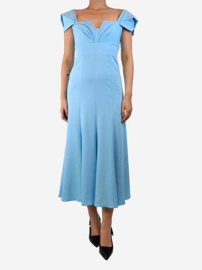 Blue cap-sleeved midi dress - size UK 8 Dresses Roland Mouret 