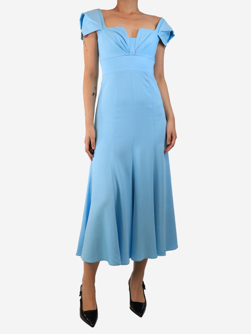 Blue cap-sleeved midi dress - size UK 8 Dresses Roland Mouret 