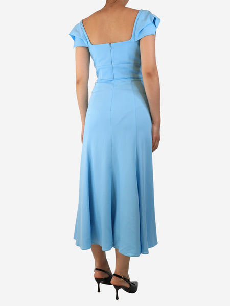 Blue cap-sleeved midi dress - size UK 8 alternate image