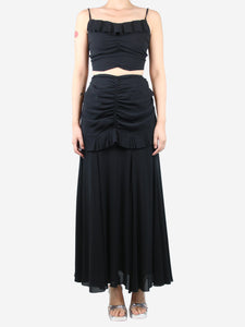 Chanel Black three-piece ruffled top, waist and maxi skirt set - size UK 10