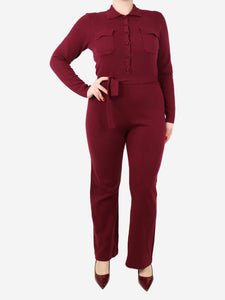 Usisi Sister Dark red belted knit jumpsuit - size L