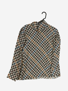 Carolina Herrera Multicolour high-neck houndstooth blouse - size L