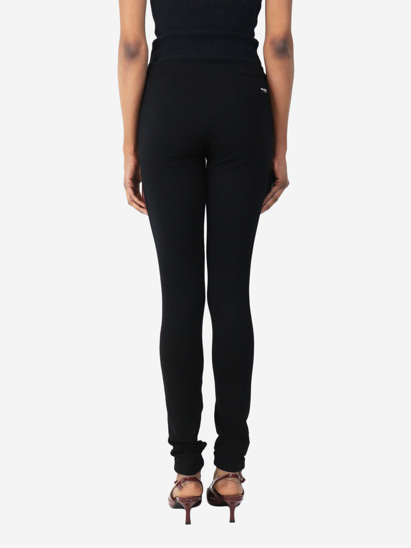 Black logo-patch leggings - size S Trousers Miu Miu 