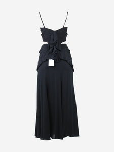 Chanel Black three-piece ruffled top, waist and maxi skirt set - size UK 10