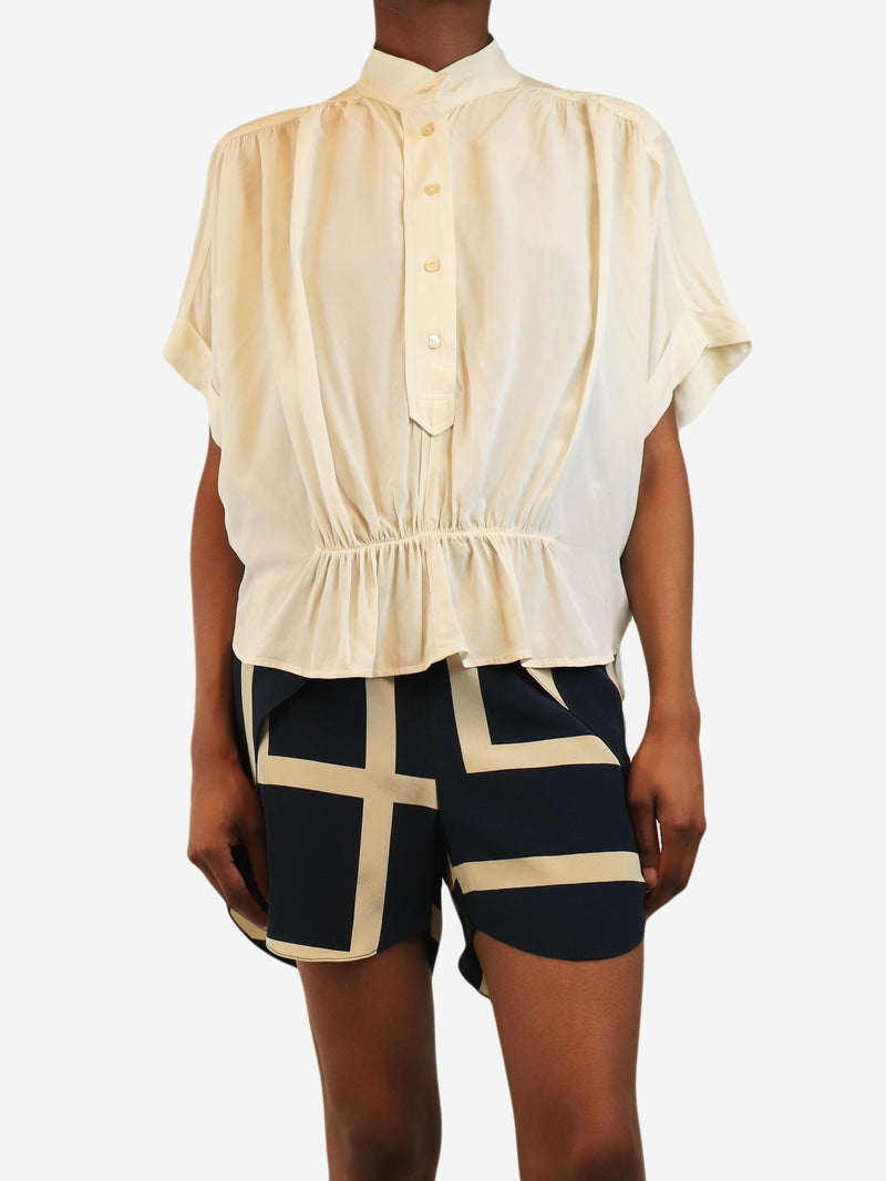 Cream chiffon gathered blouse - size UK 8 Tops Isabel Marant 