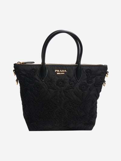 Black embroidered shoulder bag Shoulder bags Prada 