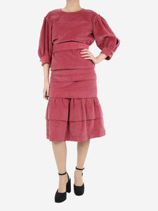 Anna Mason Pink corduroy blouse and skirt set - size UK 8