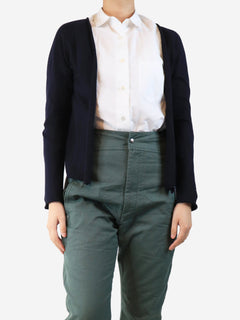 Navy blue wool-blend open cardigan - size M Knitwear Apuntob 