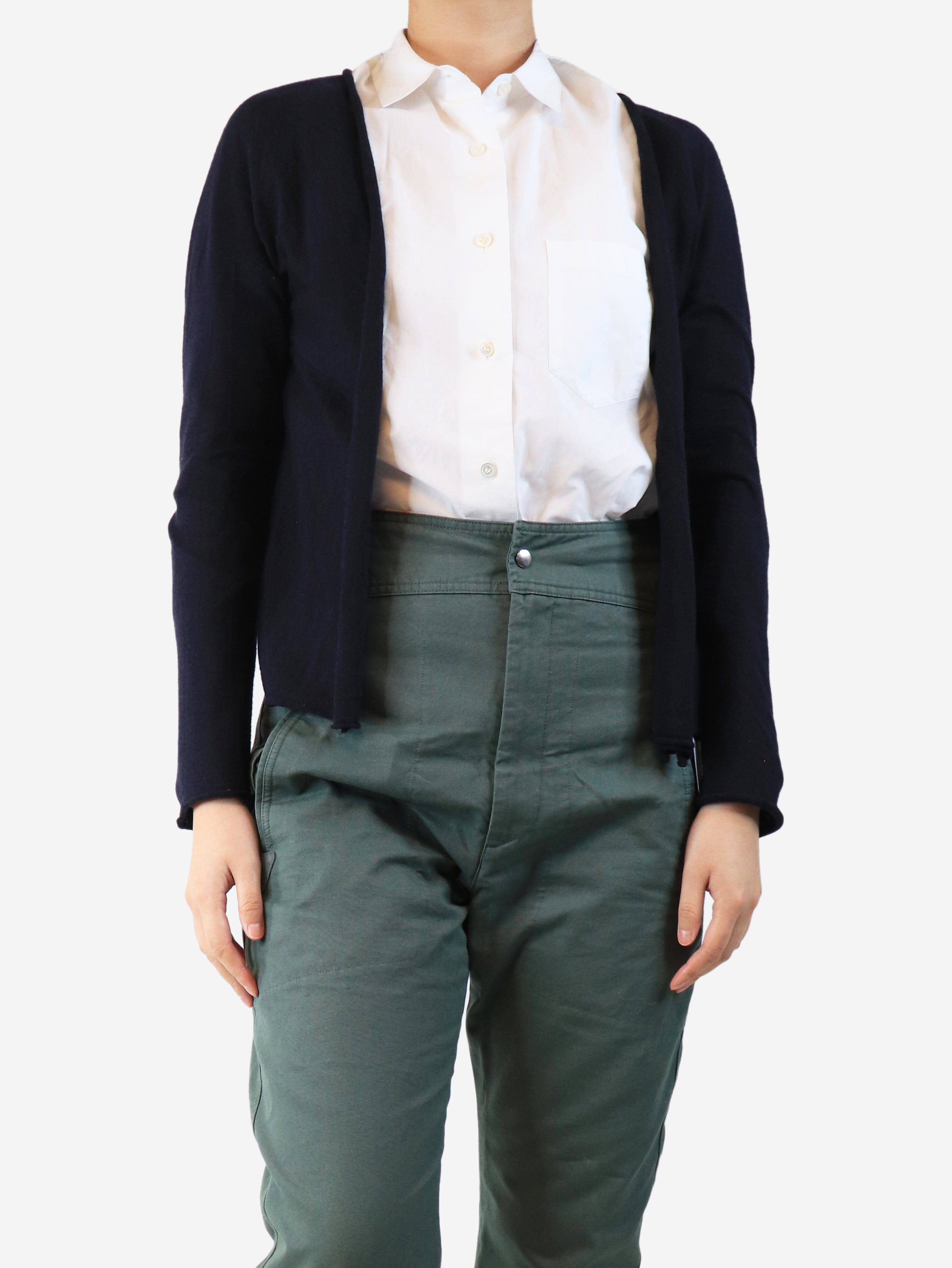 Navy blue wool-blend open cardigan - size M Knitwear Apuntob 