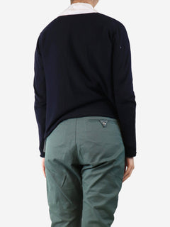Navy blue wool-blend open cardigan - size M Knitwear Apuntob 