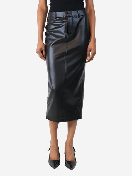 Black pleather midi skirt - size UK 4 product image