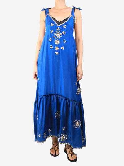 Blue embellished silk dress - size OS Dresses Juliet Dunn 