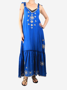 Juliet Dunn Blue embellished silk dress - size OS
