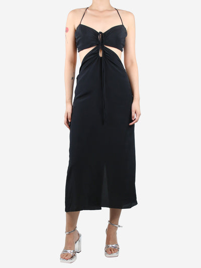 Johanna Ortiz Black cut-out silk midi dress - size UK 10 Dresses Johanna Ortiz 