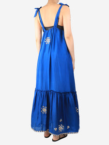 Juliet Dunn Blue embellished silk dress - size OS